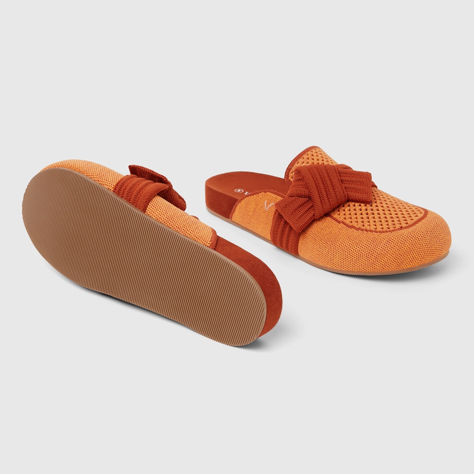 Lauren Round-toe Sandals in Coral Orange-Sustainable & Washable | VIVAIA