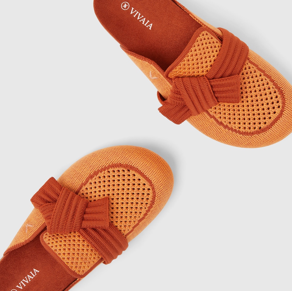 Lauren Round-toe Sandals in Coral Orange-Sustainable & Washable | VIVAIA