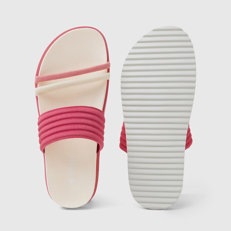 Chaya Round-toe Slide Sandals in Deep Pink | Women's Sustainable and Stylish Shoes | VIVAIA