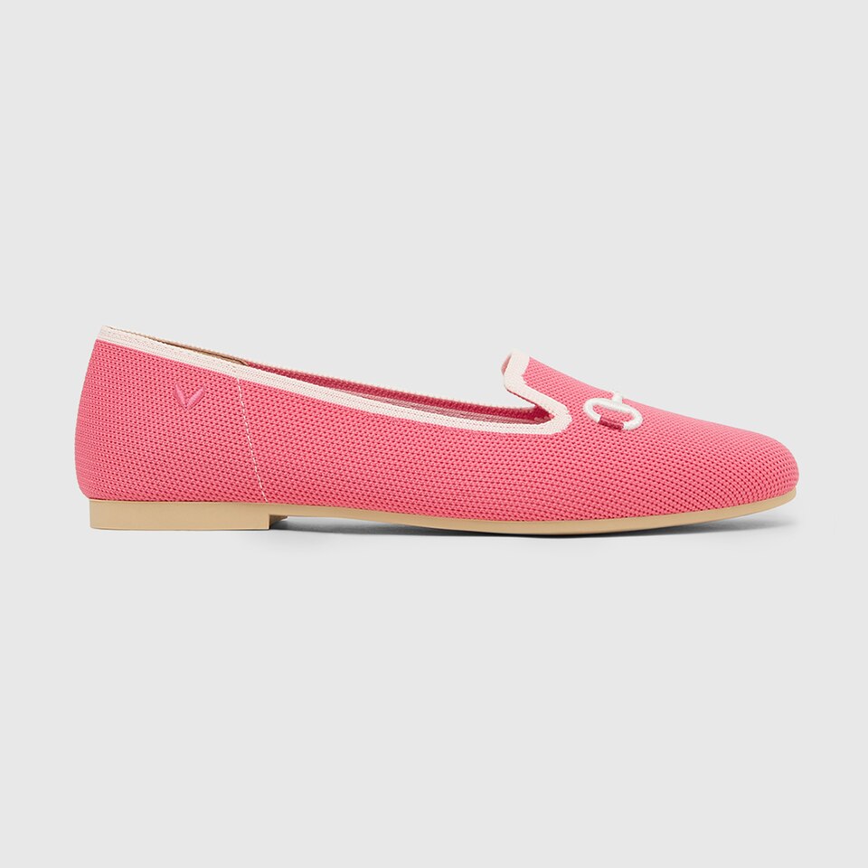 Eillen Round-toe Loafers in Coral Red | Women's Sustainable, Washable and Stylish Shoes | VIVAIA