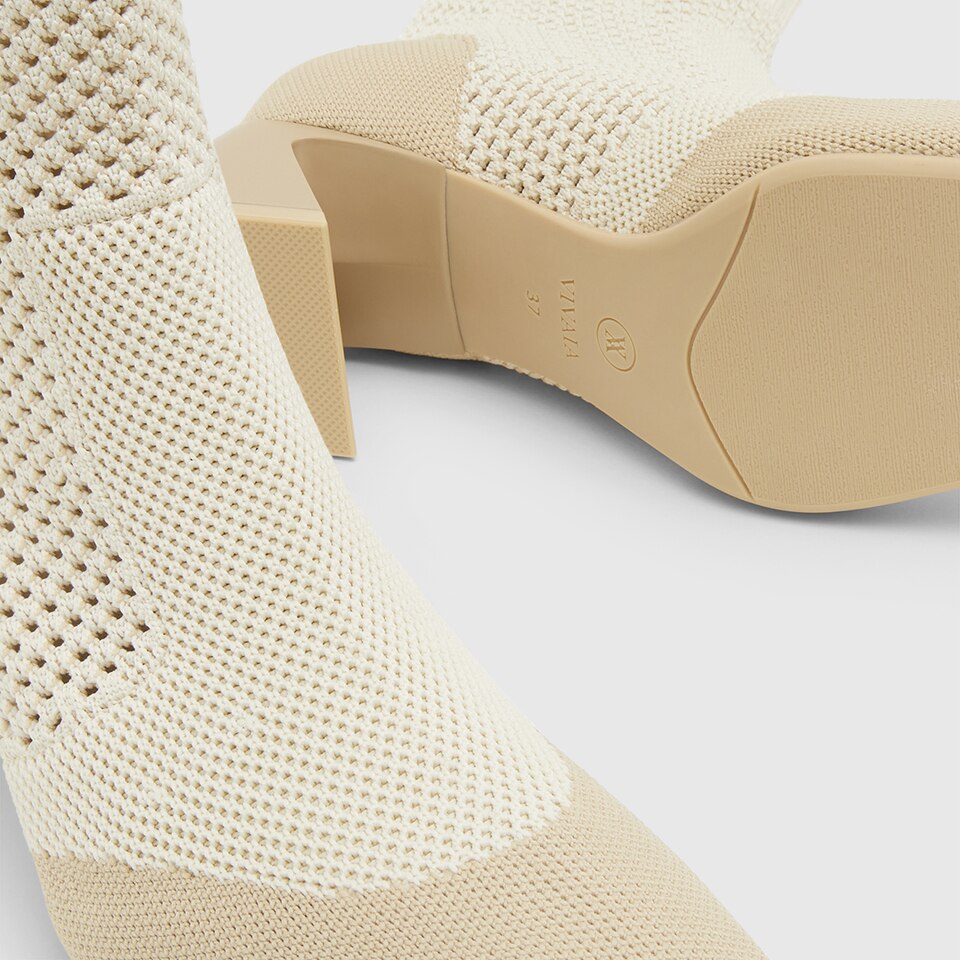 Melissa Square-toe Heeled Boots in Cream Ivory | Women's Sustainable and Stylish Shoes | VIVAIA