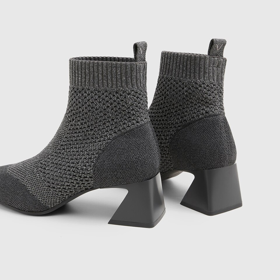 Melissa Square-toe Heeled Boots in Lava Gray | Women's Sustainable and Stylish Shoes | VIVAIA