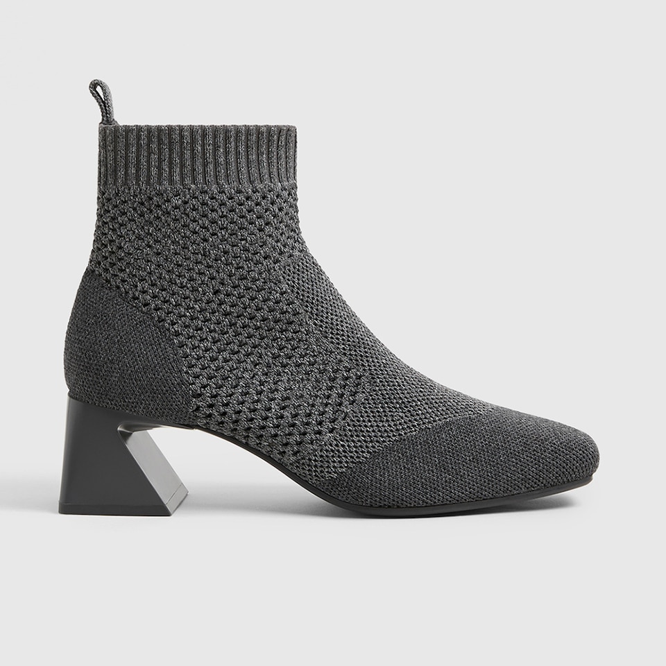 Melissa Square-toe Heeled Boots in Lava Gray | Women's Sustainable and Stylish Shoes | VIVAIA
