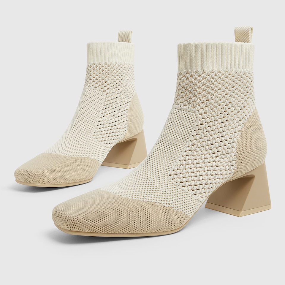 Melissa Square-toe Heeled Boots in Cream Ivory | Women's Sustainable and Stylish Shoes | VIVAIA