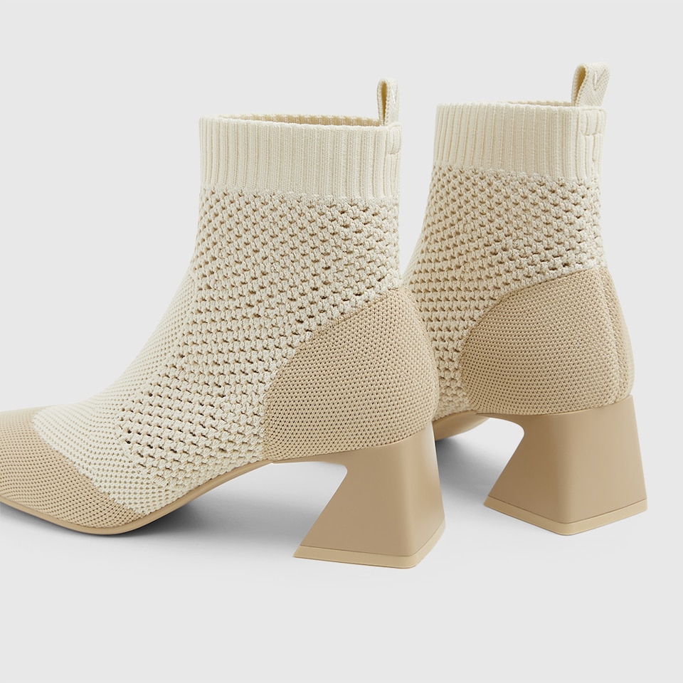 Melissa Square-toe Heeled Boots in Cream Ivory | Women's Sustainable and Stylish Shoes | VIVAIA