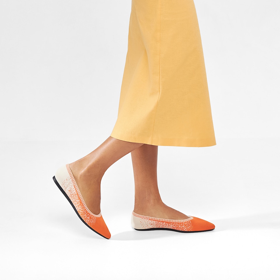Aria 2.0 Pointy Flats in Vibrant Orange | Women's Sustainable, Washable and Stylish Shoes | VIVAIA