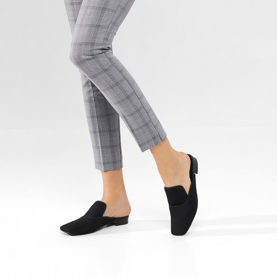 Marie Square-toe Mules in Deep Ebony | Women's Sustainable and Stylish Black Shoes | VIVAIA