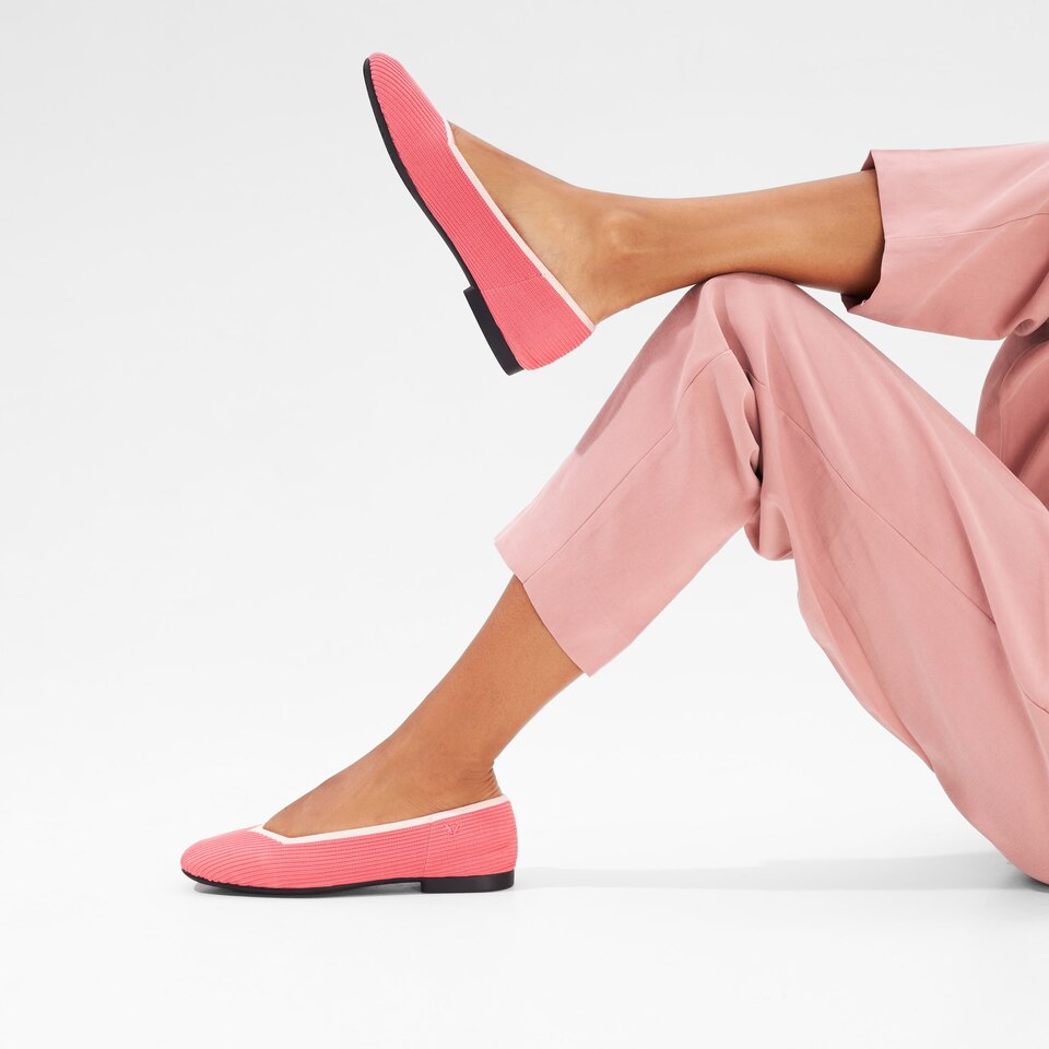 Margot Square-toe Machine Washable Flats in Punch Red | VIVAIA