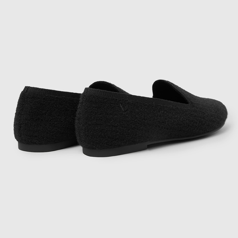Kimberley Round-toe Eco Fluffy Yarn Loafers in Solid Black | Women's Sustainable, Washable and Stylish Shoes | VIVAIA