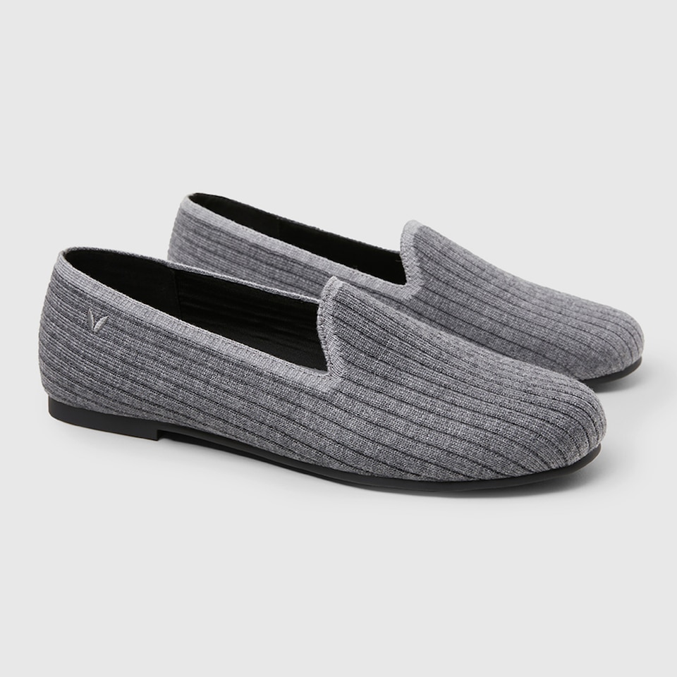 Kimberley Round-toe Wool Loafers in Rich Grey | Women's Sustainable, Washable and Stylish Shoes | VIVAIA