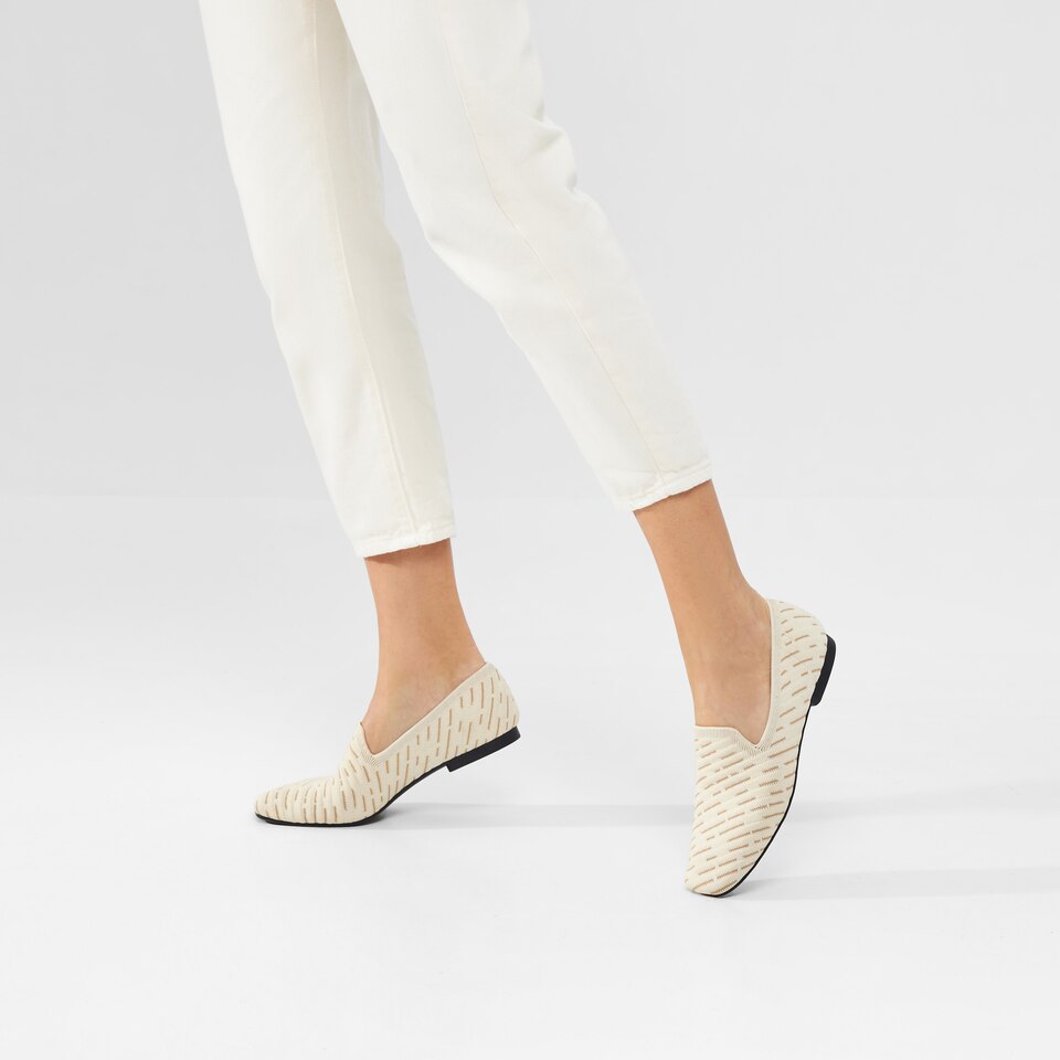 Marina Square-toe Loafers in Cream Ivory | Women's Sustainable, Washable and Stylish Shoes | VIVAIA