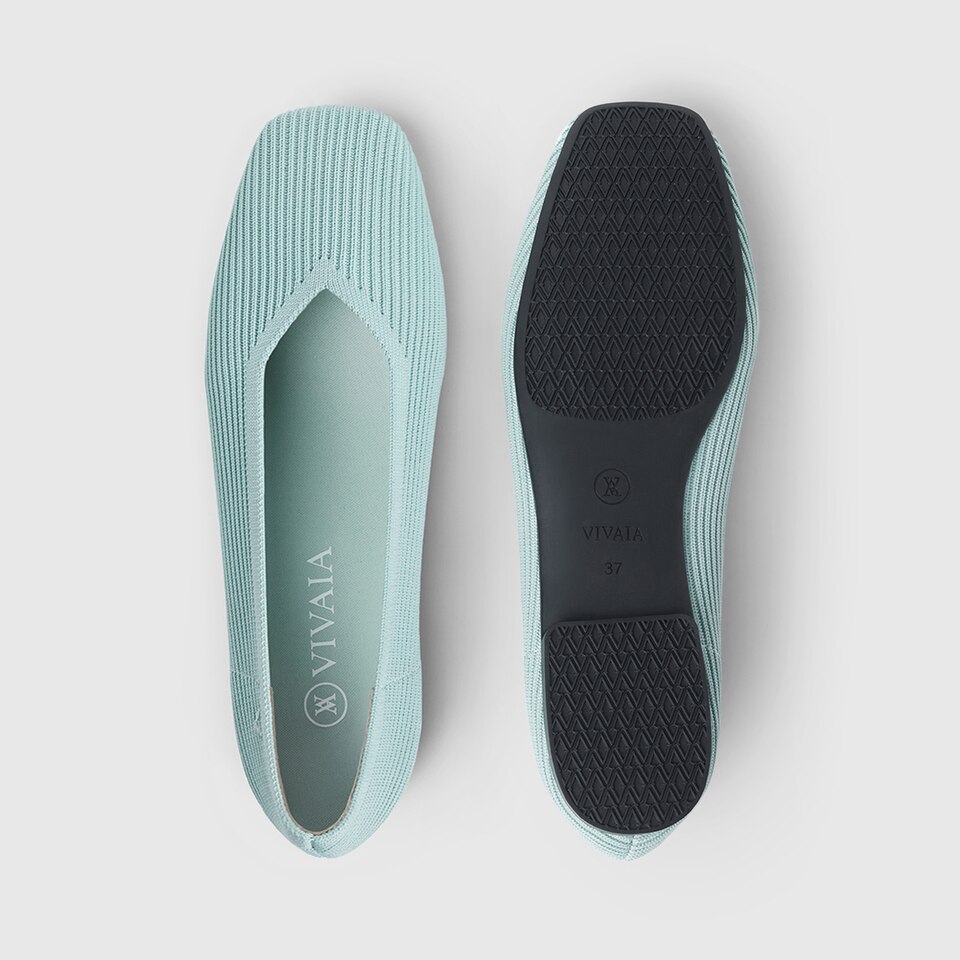 Margot Square-toe Flats in Mint Green | Women's Sustainable, Washable and Stylish Shoes | VIVAIA