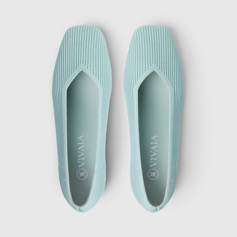 Margot Square-toe Flats in Mint Green | Women's Sustainable, Washable and Stylish Shoes | VIVAIA