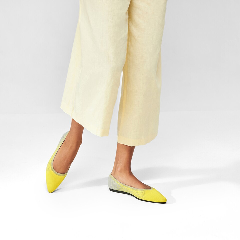 Aria 2.0 Pointy Flats in Primrose Yellow | Women's Sustainable, Washable and Stylish Shoes | VIVAIA