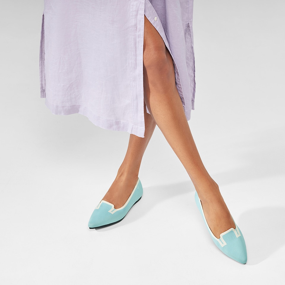 Manon Pointy Flats in Mint Green | Women's Sustainable, Washable and Stylish Shoes | VIVAIA