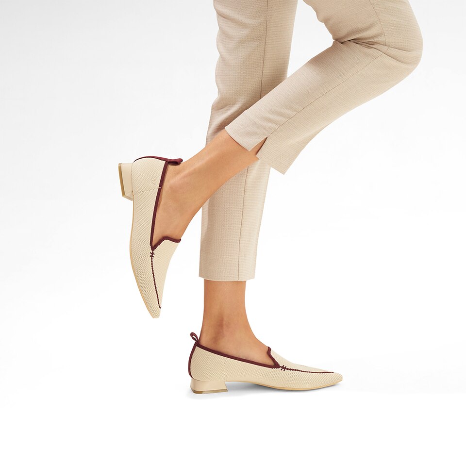 Doreen Pointy Loafers in Cream Ivory | Women's Sustainable, Washable and Stylish Shoes | VIVAIA