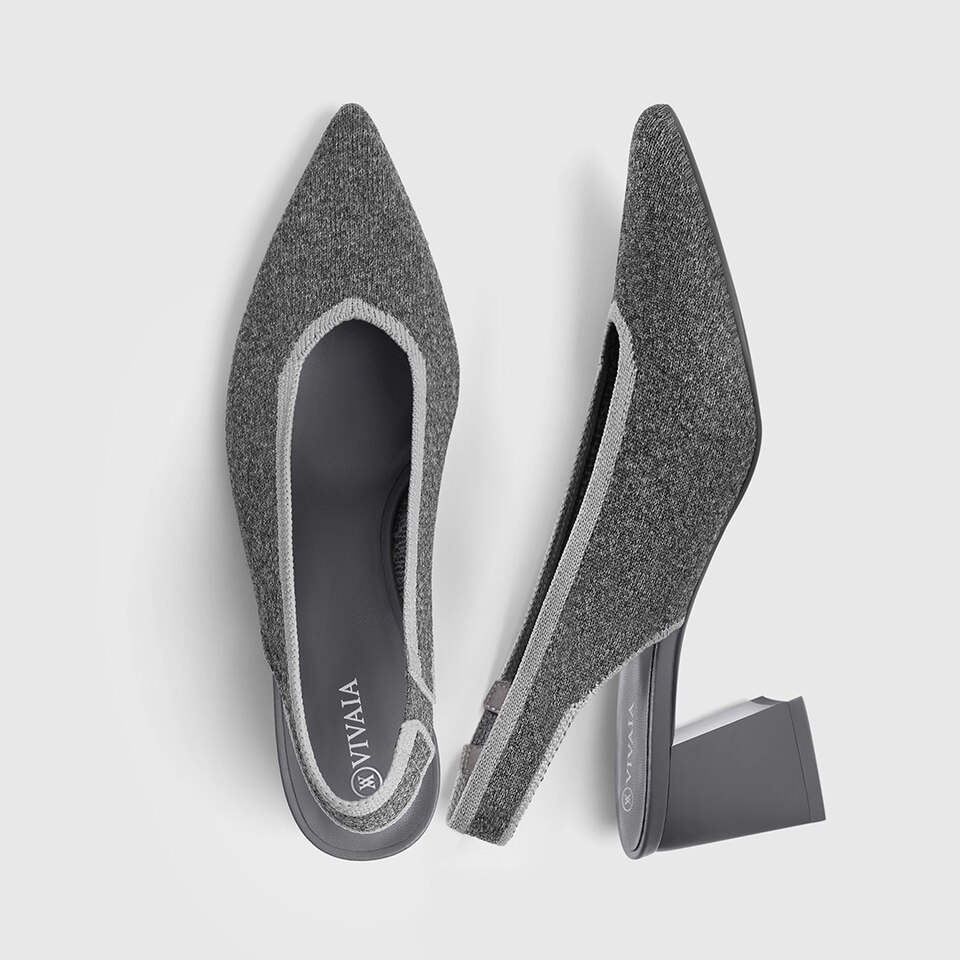 Della Pointy Heeled Sandals in Rich Grey | Women's Sustainable and Stylish Shoes | VIVAIA