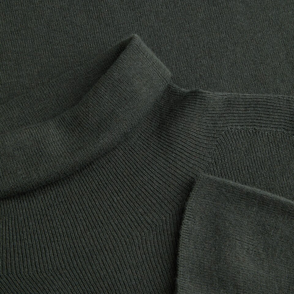 Elora Cashmere Roll Neck Top in Grey Green | Women's Organic Recycled Comfy Knitwears | VIVAIA