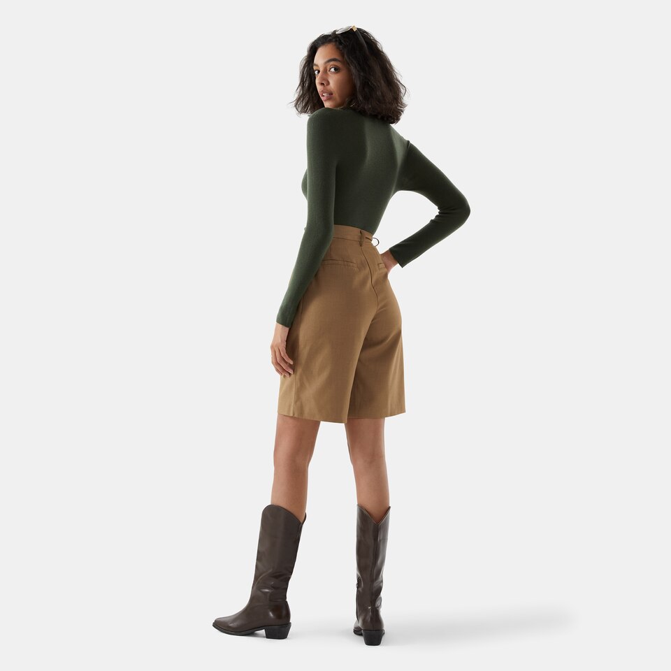 Elora Cashmere Roll Neck Top in Grey Green | Women's Organic Recycled Comfy Knitwears | VIVAIA