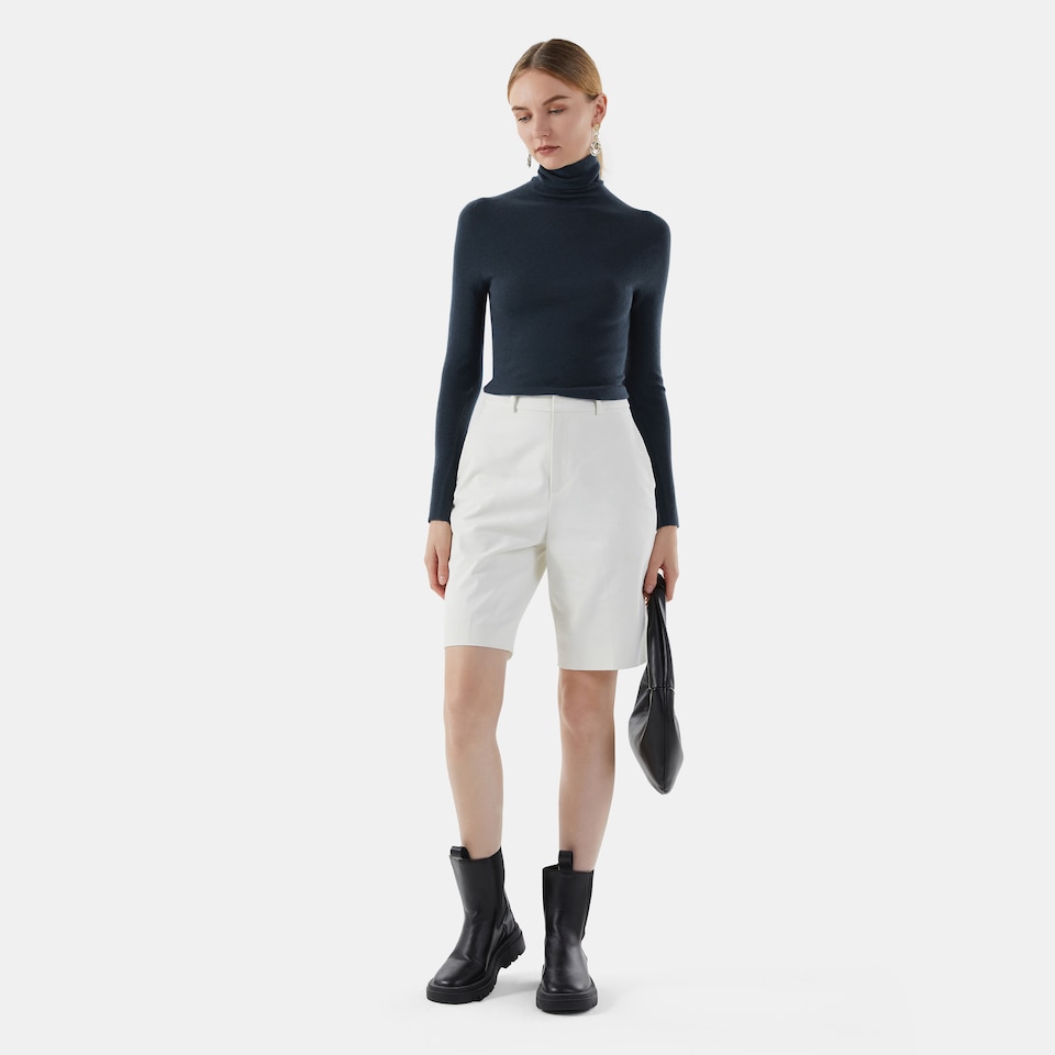 Elora Cashmere Roll Neck Top in Estate Blue | Women's Organic Recycled Comfy Knitwears | VIVAIA