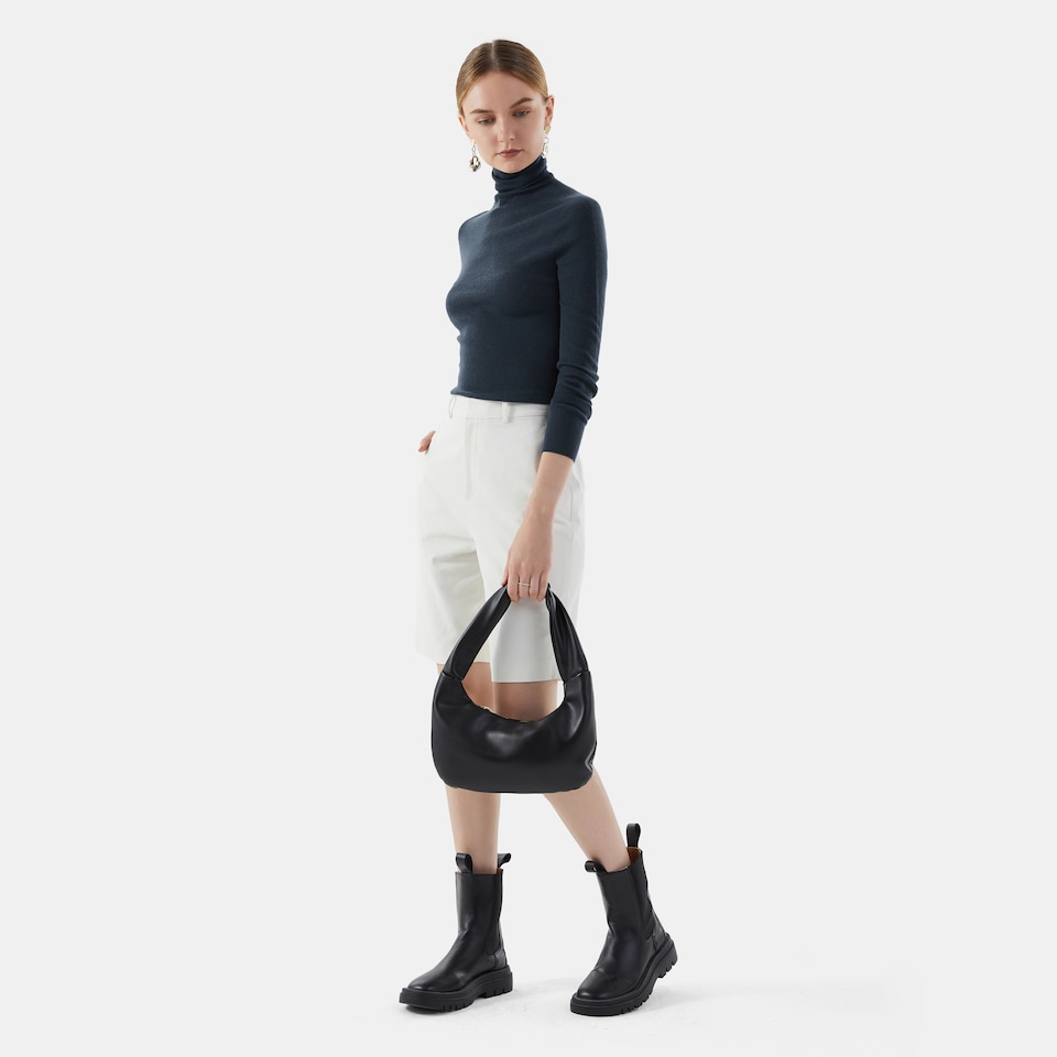 Elora Cashmere Roll Neck Top in Estate Blue | Women's Organic Recycled Comfy Knitwears | VIVAIA