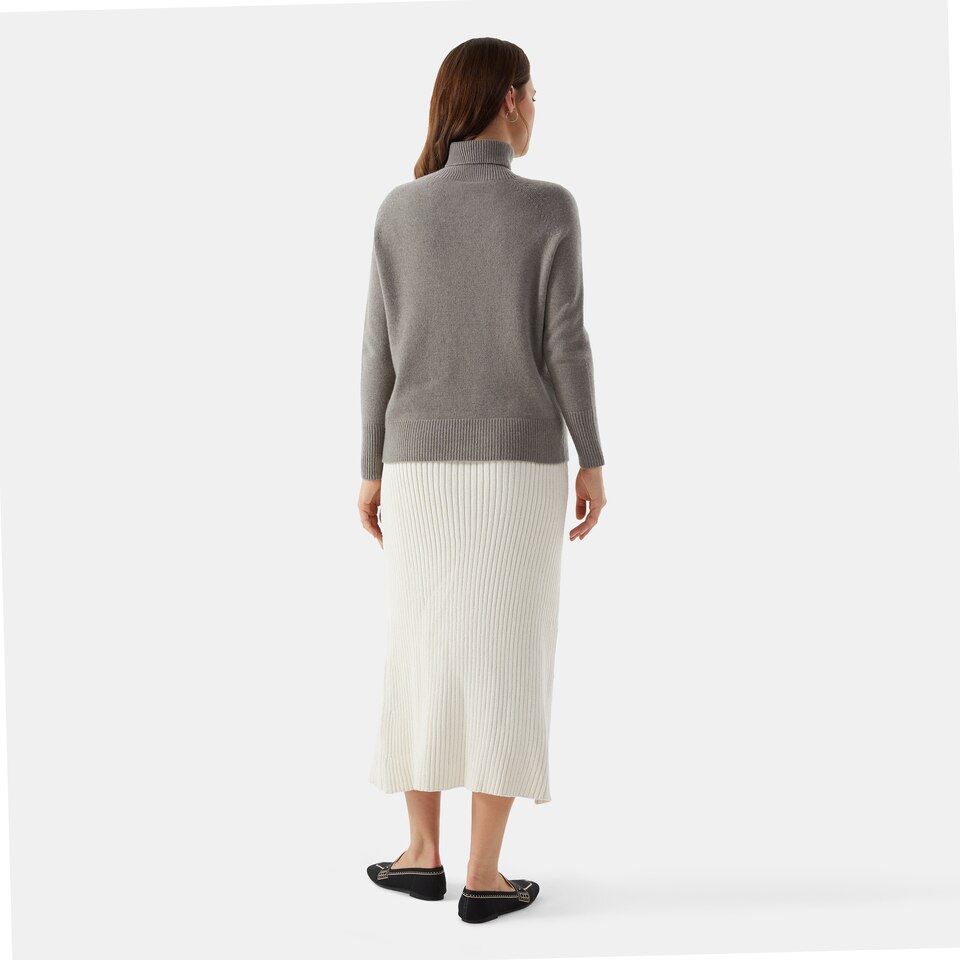 Cora Cashmere Turtle Neck Sweater in Oat Grey | Women's 100% Organic Comfy Knitwears | VIVAIA