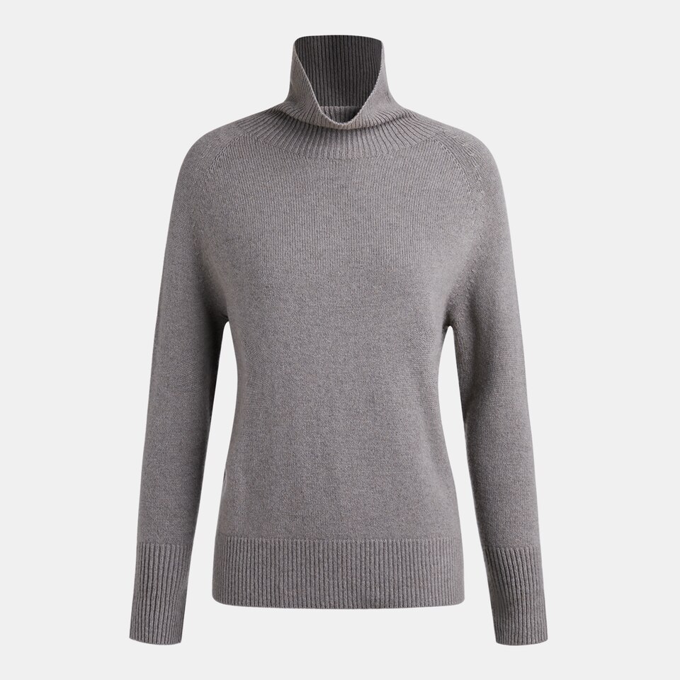 Cora Cashmere Turtle Neck Sweater in Oat Grey | Women's 100% Organic Comfy Knitwears | VIVAIA