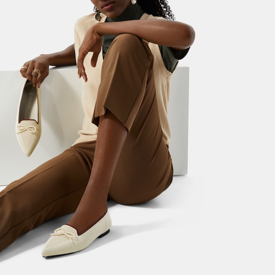 Eartha Pointy Flats in Cream Ivory | Women's Sustainable, Washable and Stylish Shoes | VIVAIA