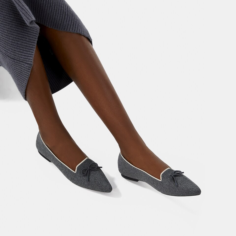 Eartha Pointy Flats in Rich Grey | Women's Sustainable, Washable and Stylish Shoes | VIVAIA