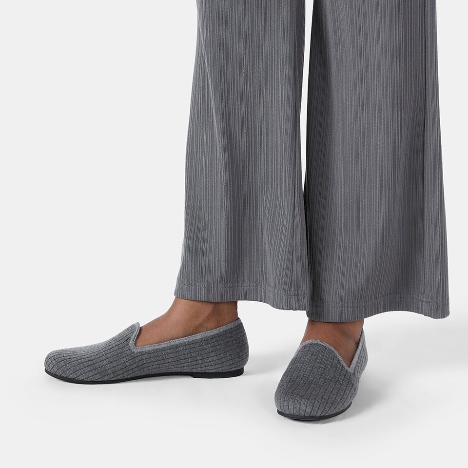 Kimberley Round-toe Wool Loafers in Rich Grey | Women's Sustainable, Washable and Stylish Shoes | VIVAIA