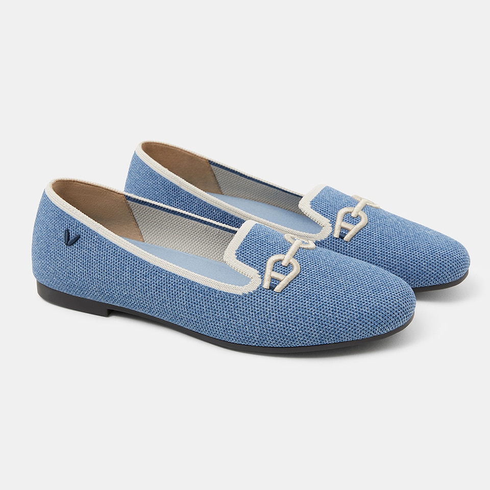 Eileen Round-Toe Patterned Loafers in Carolina Blue-Women's Everyday Heel Shoes | VIVAIA