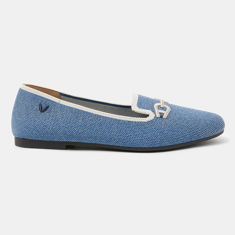 Eileen Round-Toe Patterned Loafers in Carolina Blue-Women's Everyday Heel Shoes | VIVAIA
