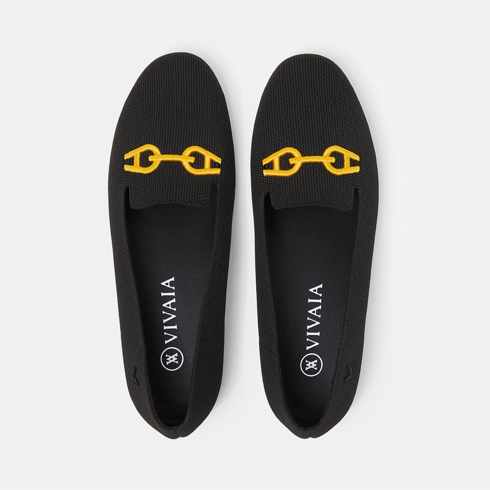 Eileen Round-Toe Patterned Loafers in Solid Black-Women's Everyday Heel Shoes | VIVAIA
