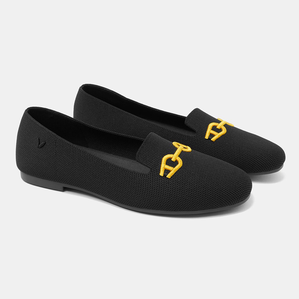 Eileen Round-Toe Patterned Loafers in Solid Black-Women's Everyday Heel Shoes | VIVAIA