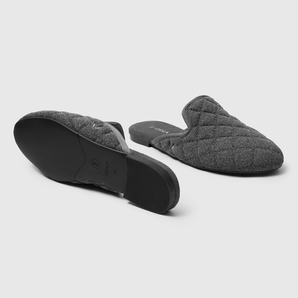 Sherry Mules in Rich Grey | Women's Sustainable and Stylish Shoes | VIVAIA