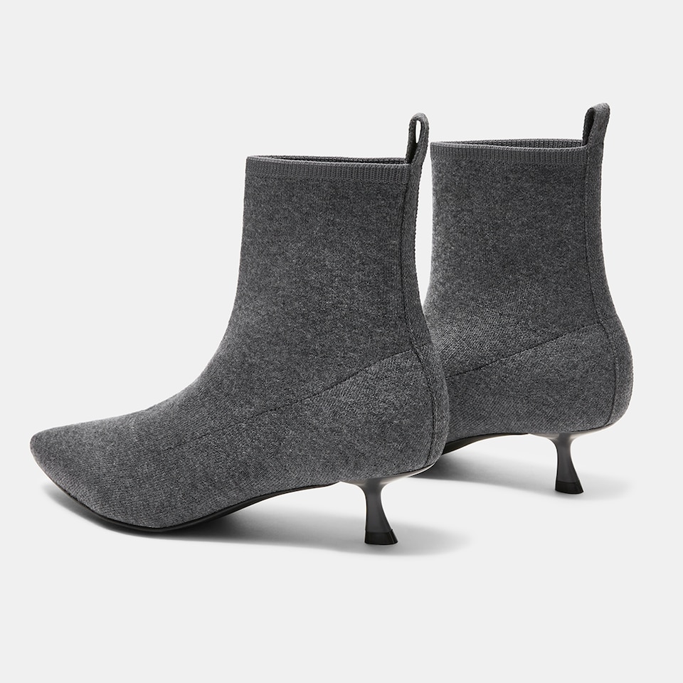 Naomi Wool Pointy Kitten Heel Boots in Rich Grey | Women's Sustainable and Stylish Shoes | VIVAIA