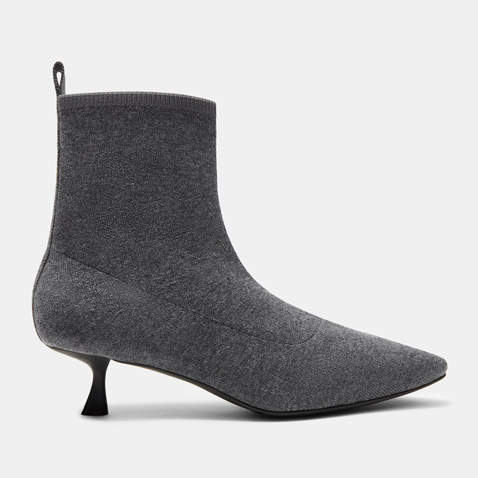 Naomi Wool Pointy Kitten Heel Boots in Rich Grey | Women's Sustainable and Stylish Shoes | VIVAIA