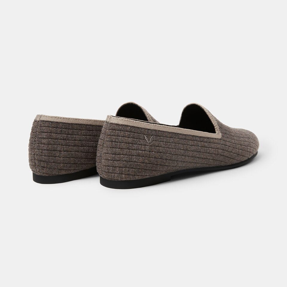 Kimberley Eco Fluffy Yarn Round Toe Loafers in Oat Camel | Women's Sustainable, Washable and Stylish Shoes | VIVAIA