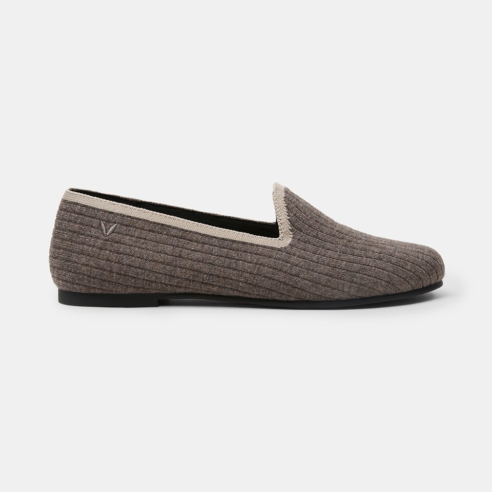 Kimberley Eco Fluffy Yarn Round Toe Loafers in Oat Camel | Women's Sustainable, Washable and Stylish Shoes | VIVAIA
