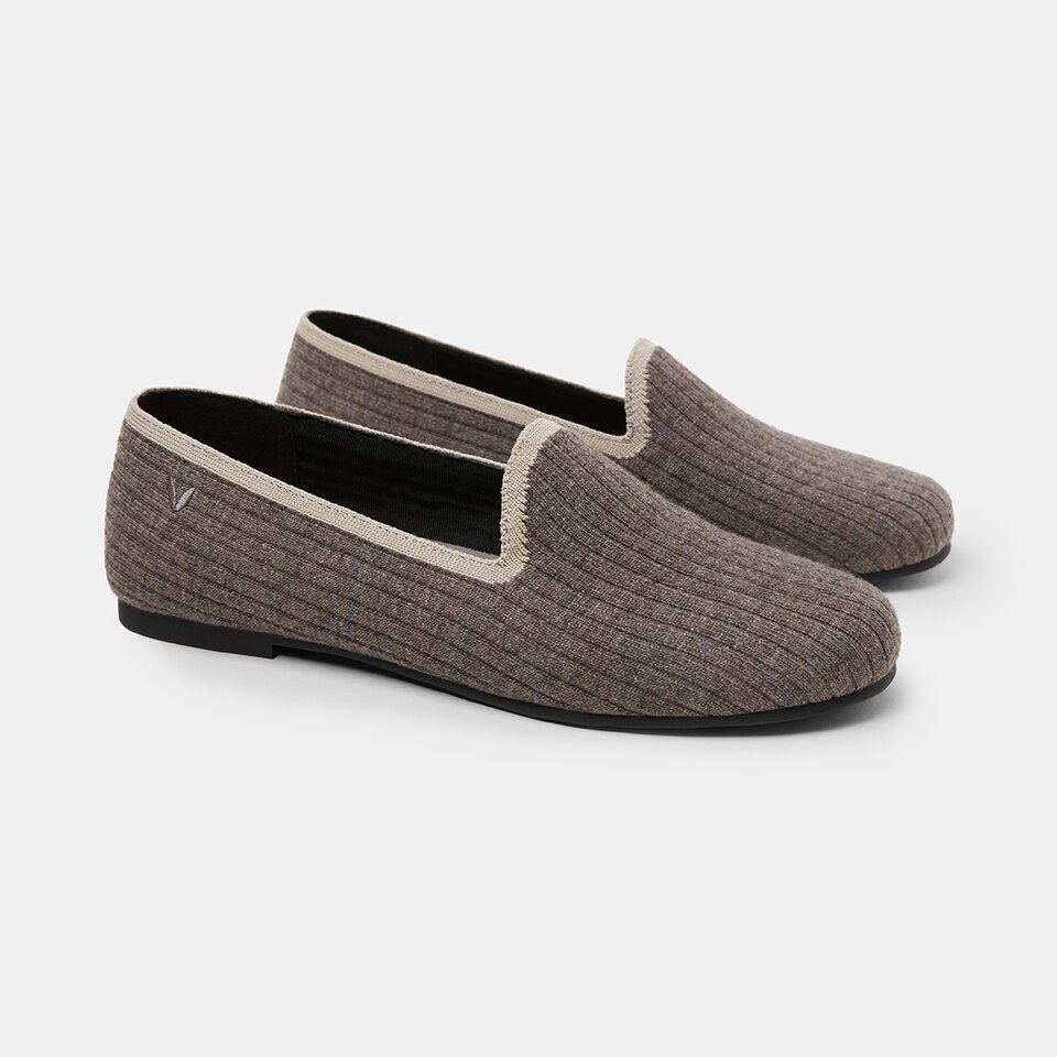 Kimberley Eco Fluffy Yarn Round Toe Loafers in Oat Camel | Women's Sustainable, Washable and Stylish Shoes | VIVAIA