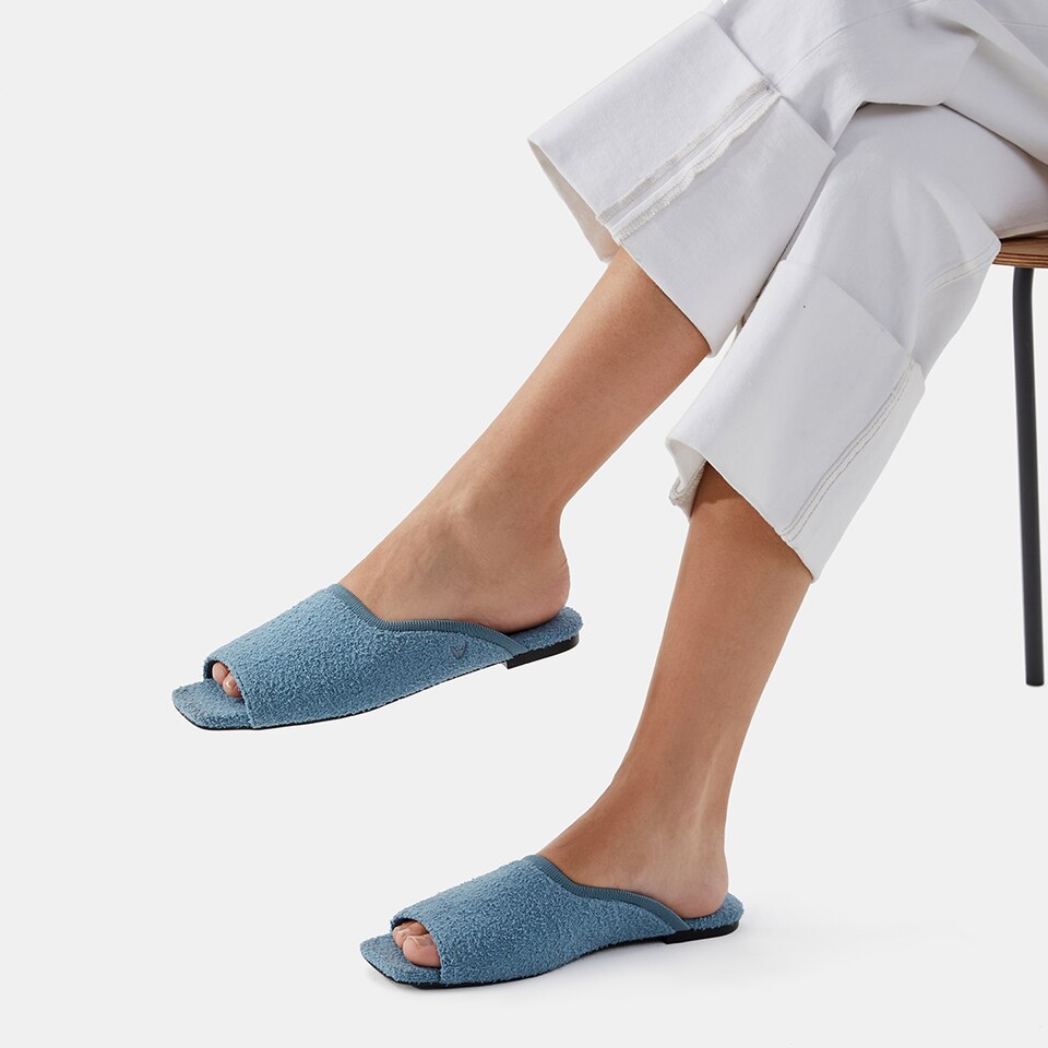 Helen Mules in Teal Blue | Women's Sustainable and Stylish Shoes | VIVAIA