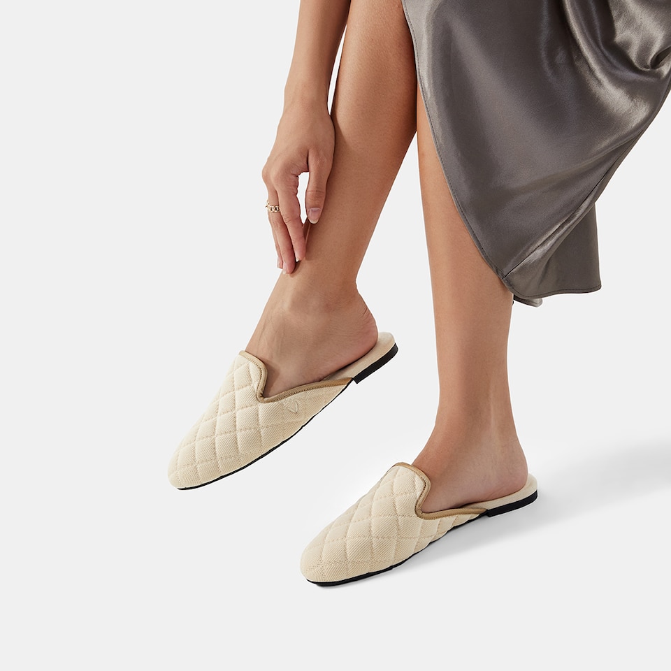 Sherry Round-toe Mules in Cream Ivory | Women's Sustainable, Washable and Stylish Shoes | VIVAIA