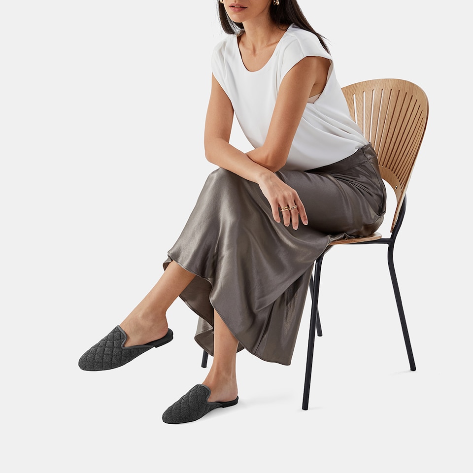 Sherry Mules in Rich Grey | Women's Sustainable and Stylish Shoes | VIVAIA