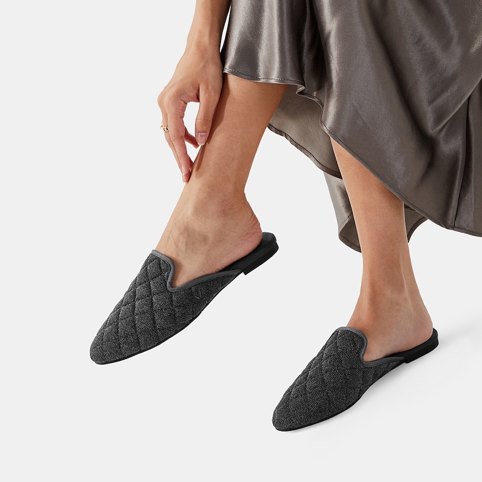 Sherry Mules in Rich Grey | Women's Sustainable and Stylish Shoes | VIVAIA