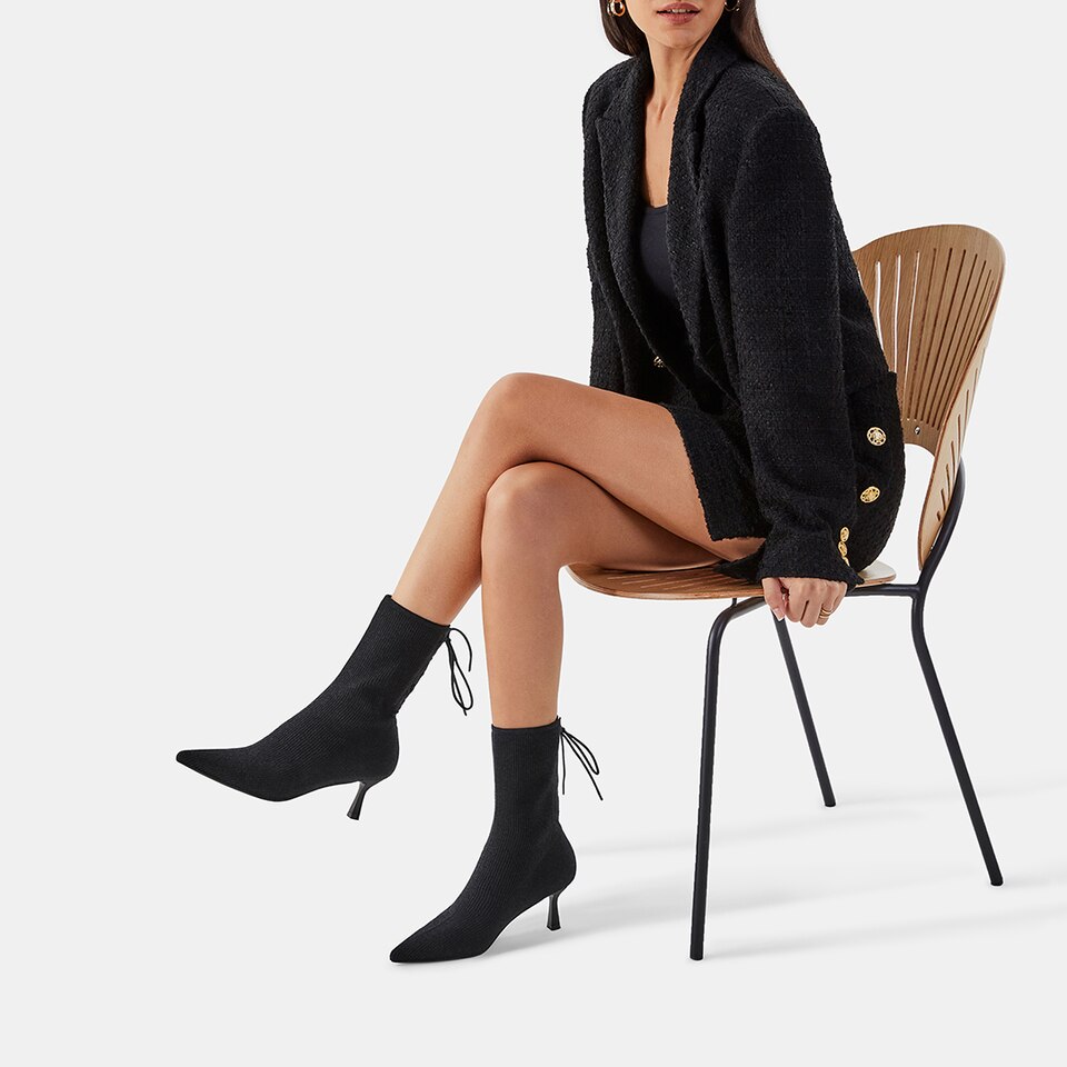 Phoebe Kitten Heel Boots in Black | Women's Sustainable and Stylish Shoes | VIVAIA