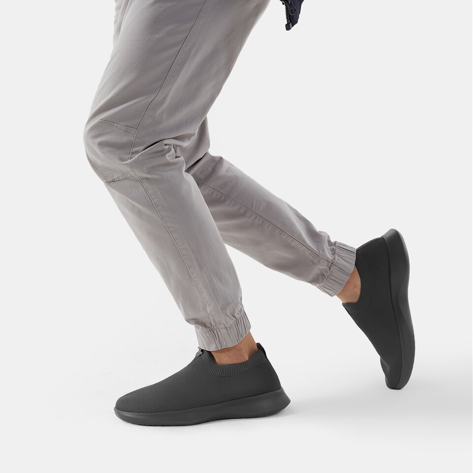 Bernie Waterproof Slip on Sneakers in Solid Black | Men's Sustainable and Stylish Shoes | VIVAIA