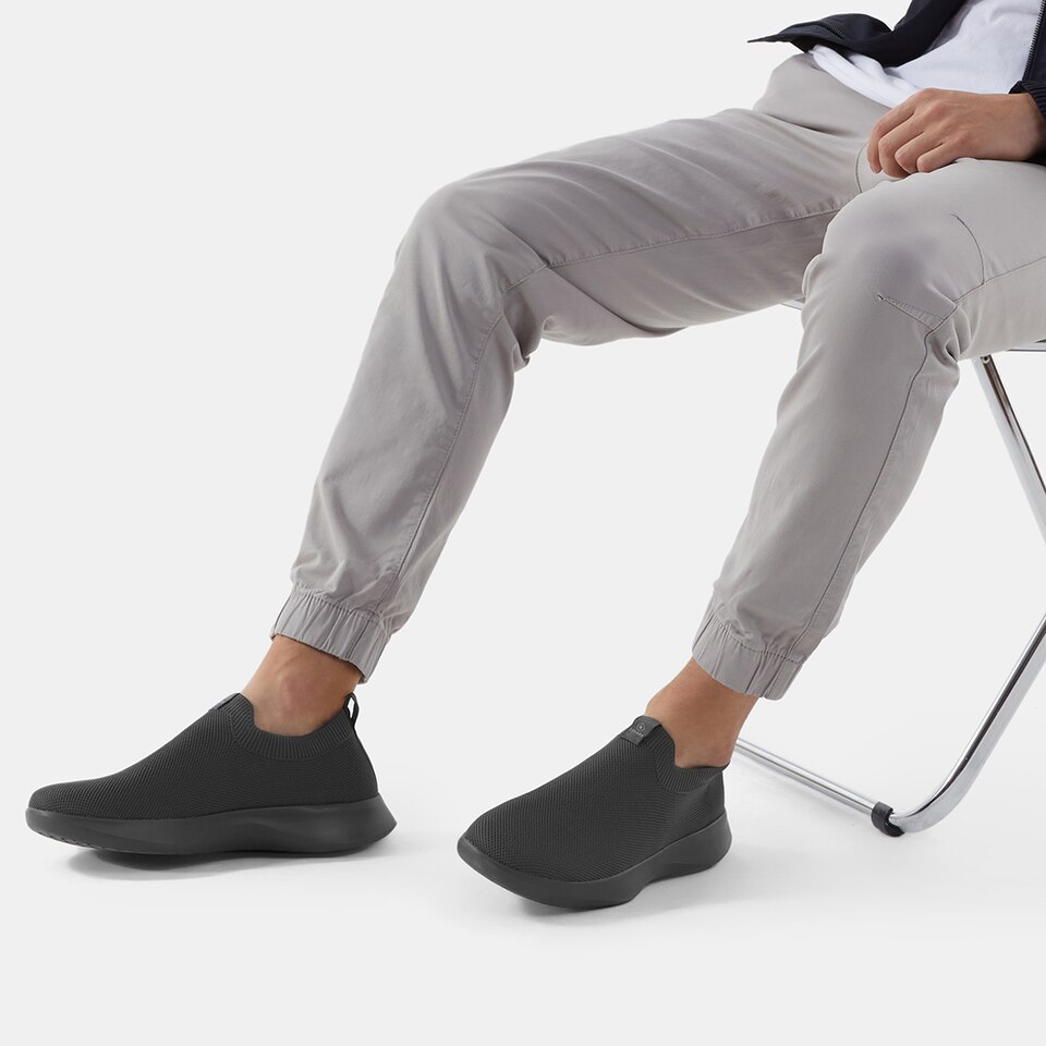 Bernie Waterproof Slip on Sneakers in Solid Black | Men's Sustainable and Stylish Shoes | VIVAIA