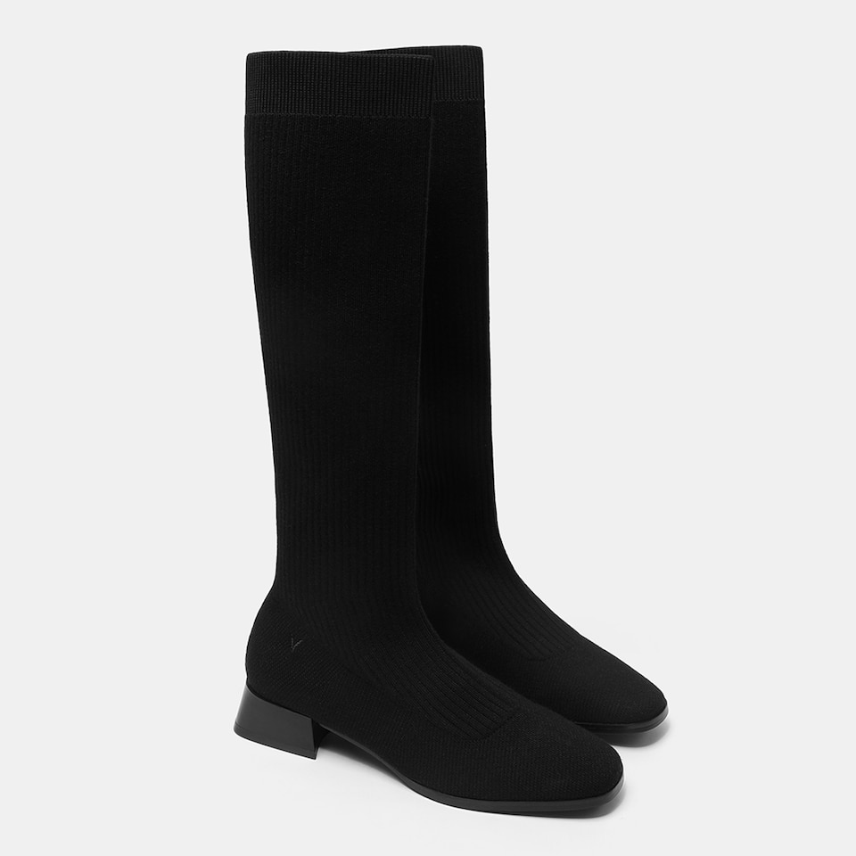 Tara Square-toe Wool Riding Boots in Black | Women's Sustainable and Stylish Shoes | VIVAIA