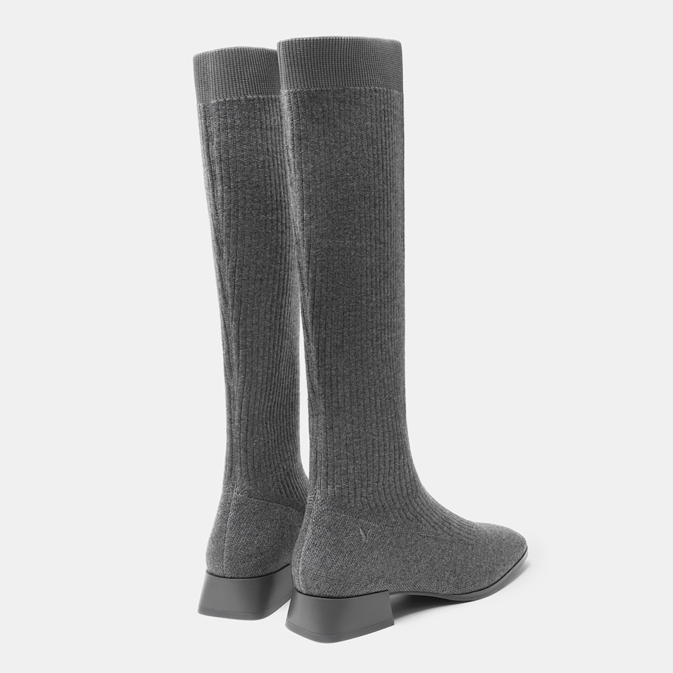 Tara Square-toe Wool Riding Boots in Pale Grey | Women's Sustainable and Stylish Shoes | VIVAIA