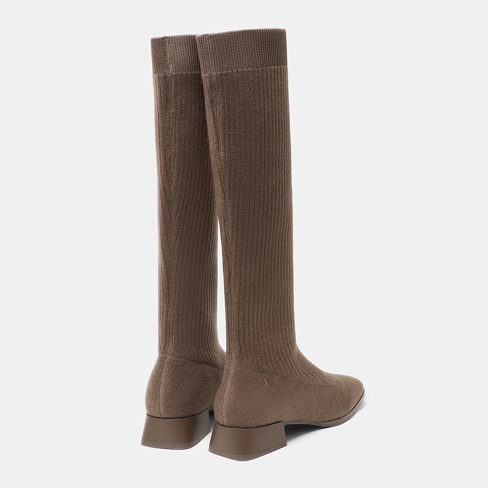Tara Square-toe Wool Riding Boots in Peanut Brown | Women's Sustainable and Stylish Shoes | VIVAIA